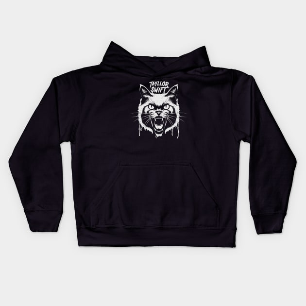 Angry Cat Swift Kids Hoodie by Aldrvnd